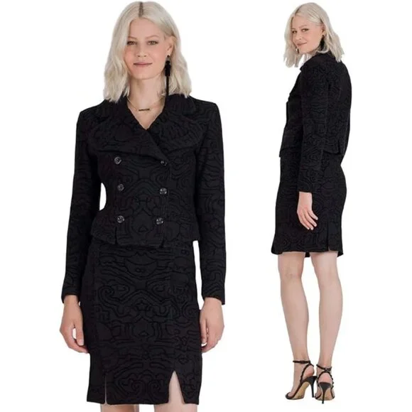 NWT Vertigo Paris Women's Black Wool Modern Day Pea Coat Size XL 1122 - Picture 2 of 13